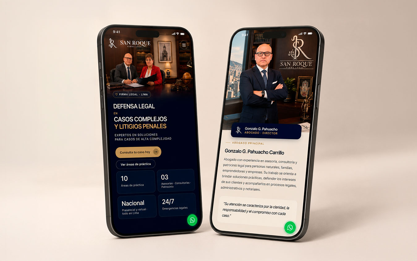 La web de San Roque en dos móviles