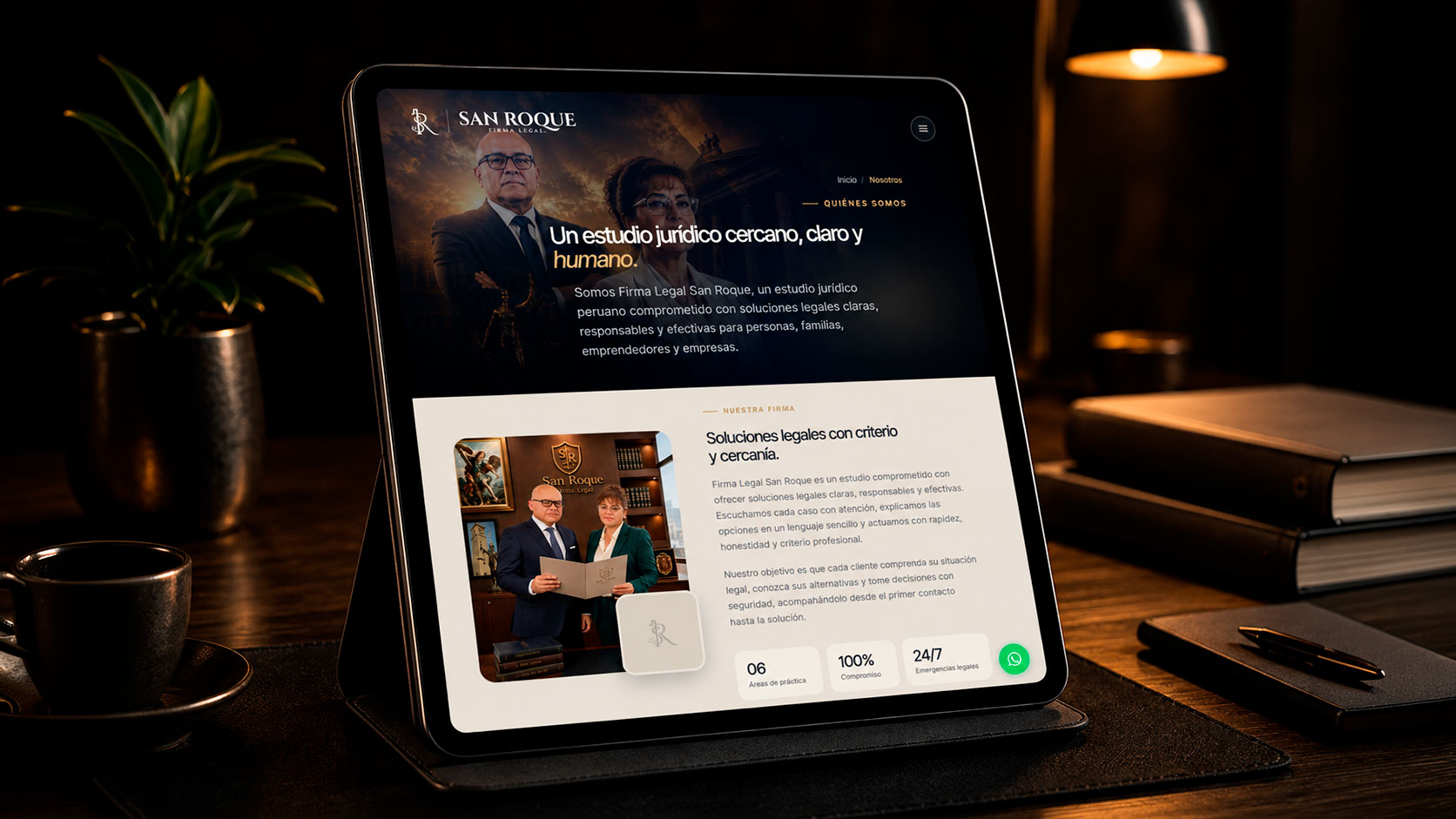 La página Nosotros de San Roque en una tablet