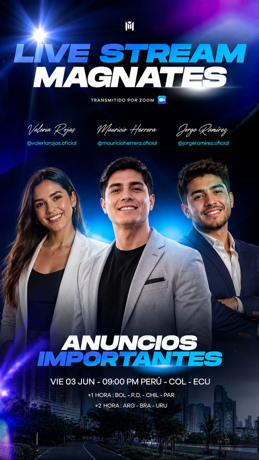 Pieza vertical del live stream de Magnates