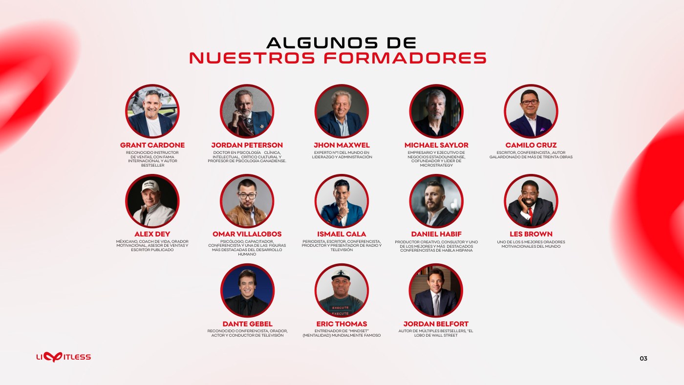 Rejilla de doce retratos circulares de los formadores del programa